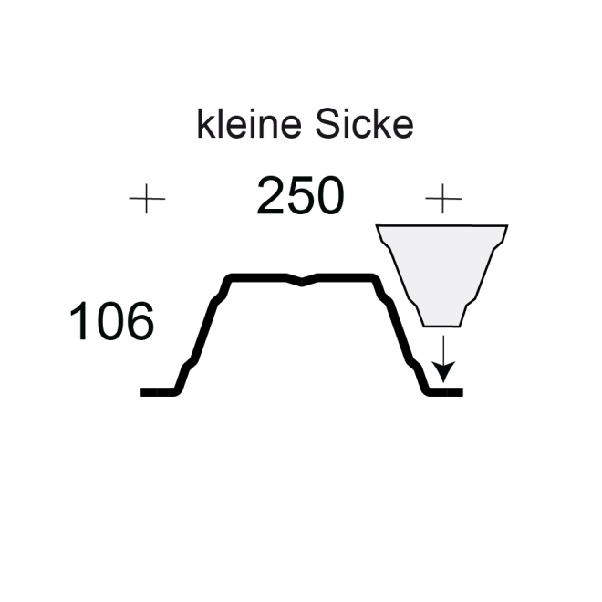 Profilfüller-Stücke Trapezblech Profil 106/250, Ausführung: kleine Sicke