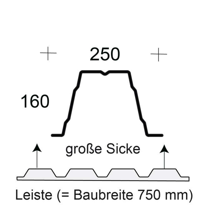 Profilfüller-Leiste Trapezblech Profil 160/250, Ausführung: große Sicke